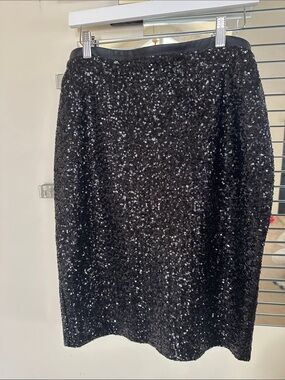 Express Black Sequin Pencil Skirt